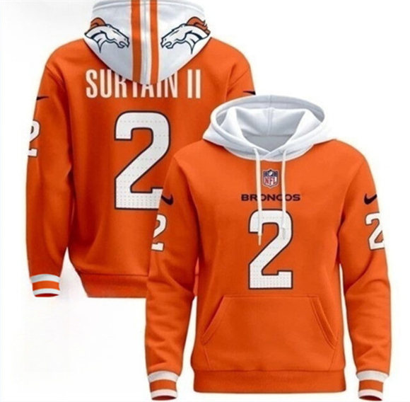 Men's Denver Broncos Customized Orange Pullover Hoodie